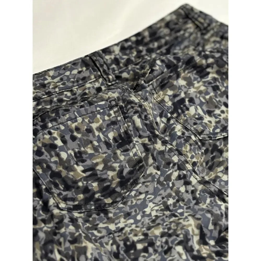 Cabi 604 Skinny Jeans Grey‎ Olive Green Abstract Print Stretch Pants Womens 4